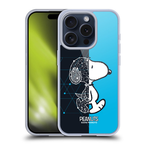 Peanuts Halfs And Laughs Snoopy Geometric Soft Gel Case for Apple iPhone 15 Pro