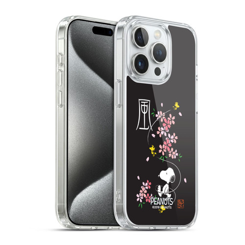 Peanuts Oriental Snoopy Cherry Blossoms Soft Gel Case for Apple iPhone 15 Pro & MagSafe