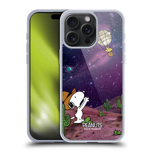 Peanuts Snoopy Space Cowboy Nebula Balloon Woodstock Soft Gel Case for Apple iPhone 15 Pro Max