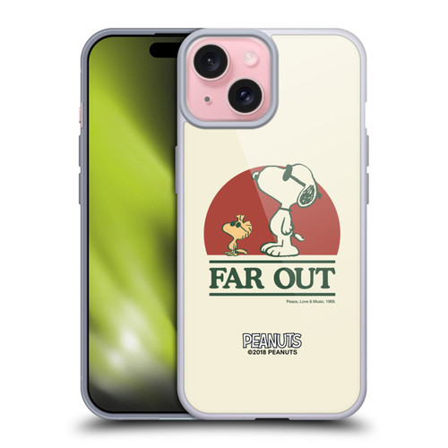 Peanuts Woodstock 50th Snoopy Woodstock Far Out Soft Gel Case for Apple iPhone 15