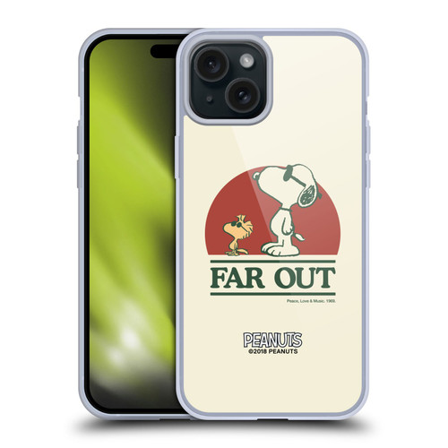 Peanuts Woodstock 50th Snoopy Woodstock Far Out Soft Gel Case for Apple iPhone 15 Plus