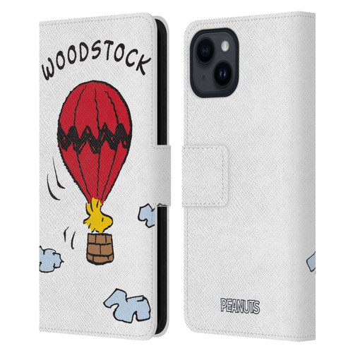 Peanuts Characters Woodstock Leather Book Wallet Case Cover For Apple iPhone 15