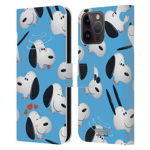 Peanuts Character Patterns Snoopy Leather Book Wallet Case Cover For Apple iPhone 15 Pro Max