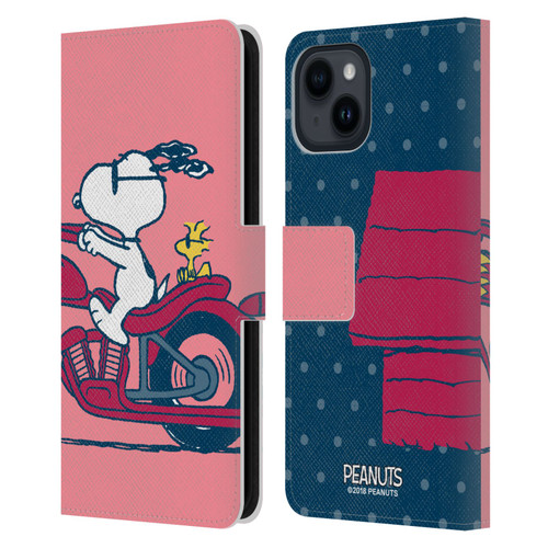 Peanuts Halfs And Laughs Snoopy & Woodstock Leather Book Wallet Case Cover For Apple iPhone 15