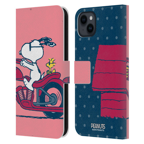 Peanuts Halfs And Laughs Snoopy & Woodstock Leather Book Wallet Case Cover For Apple iPhone 15 Plus