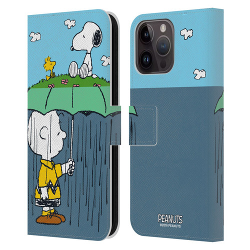 Peanuts Halfs And Laughs Charlie, Snoppy & Woodstock Leather Book Wallet Case Cover For Apple iPhone 15 Pro Max