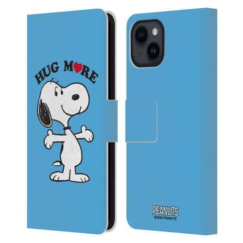 Peanuts Snoopy Hug More Leather Book Wallet Case Cover For Apple iPhone 15