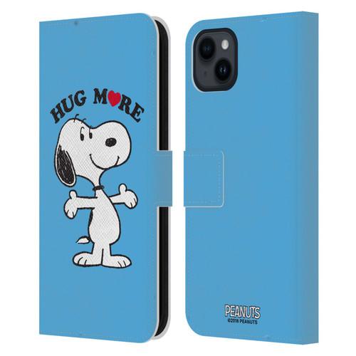 Peanuts Snoopy Hug More Leather Book Wallet Case Cover For Apple iPhone 15 Plus