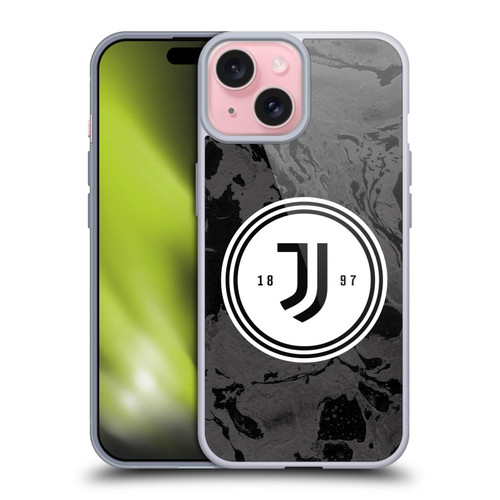 Juventus Football Club Art Monochrome Marble Logo Soft Gel Case for Apple iPhone 15