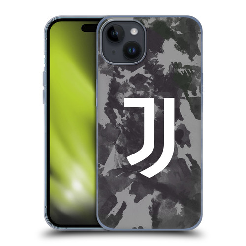 Juventus Football Club Art Monochrome Splatter Soft Gel Case for Apple iPhone 15 Plus