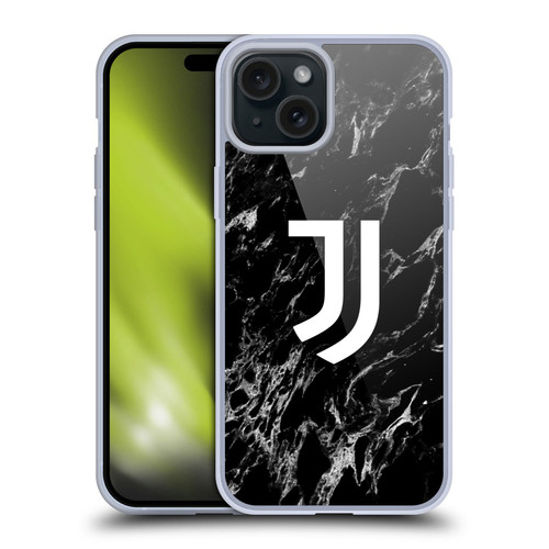 Juventus Football Club Marble Black Soft Gel Case for Apple iPhone 15 Plus