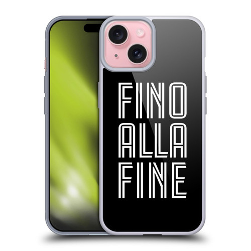 Juventus Football Club Type Fino Alla Fine Black Soft Gel Case for Apple iPhone 15