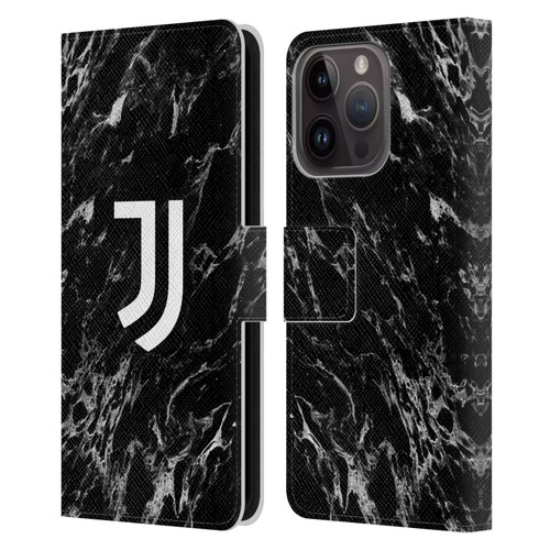 Juventus Football Club Marble Black Leather Book Wallet Case Cover For Apple iPhone 15 Pro