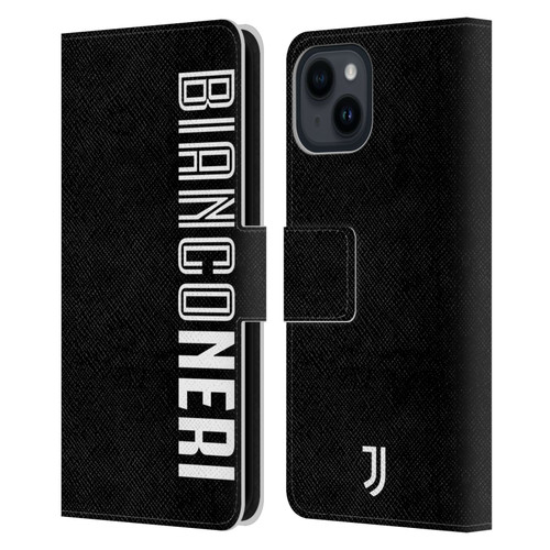 Juventus Football Club Type Bianconeri Black Leather Book Wallet Case Cover For Apple iPhone 15