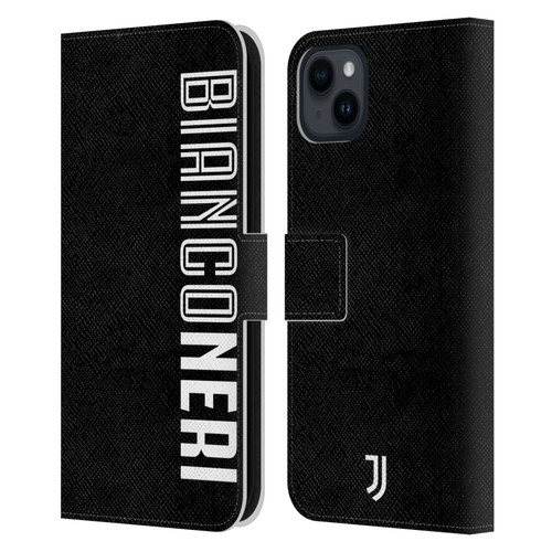 Juventus Football Club Type Bianconeri Black Leather Book Wallet Case Cover For Apple iPhone 15 Plus