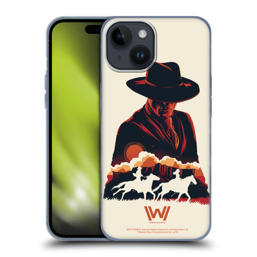 Westworld Graphics Man In Black Soft Gel Case for Apple iPhone 15