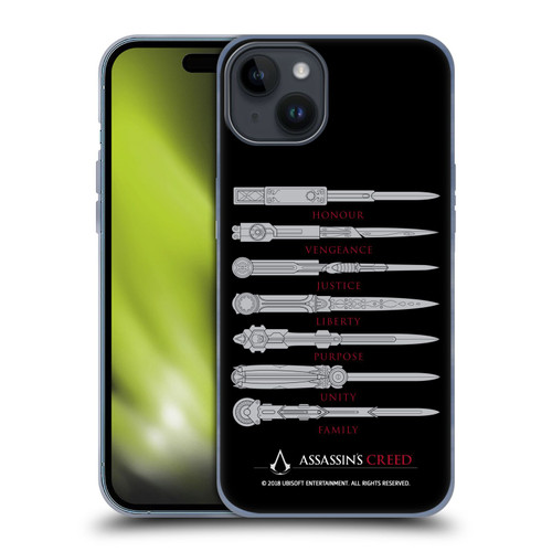 Assassin's Creed Legacy Typography Blades Soft Gel Case for Apple iPhone 15 Plus