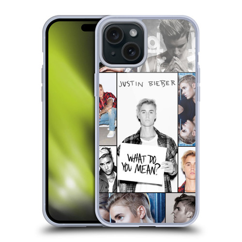 Justin Bieber Purpose Grid Poster Soft Gel Case for Apple iPhone 15 Plus