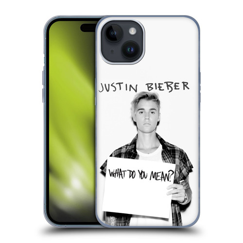 Justin Bieber Purpose What Do You Mean Photo Soft Gel Case for Apple iPhone 15 Plus