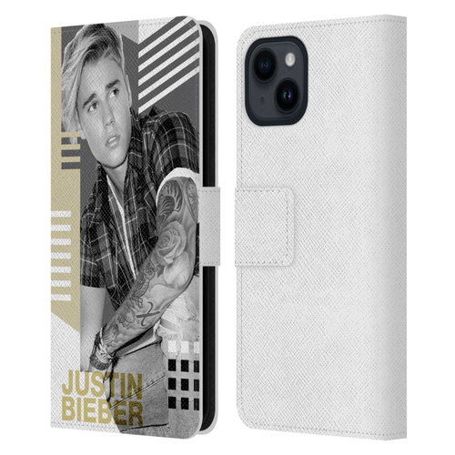 Justin Bieber Purpose B&w Calendar Geometric Collage Leather Book Wallet Case Cover For Apple iPhone 15