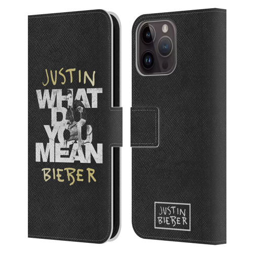 Justin Bieber Purpose B&w What Do You Mean Typography Leather Book Wallet Case Cover For Apple iPhone 15 Pro Max
