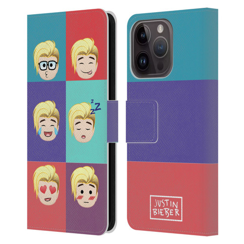 Justin Bieber Justmojis Cute Faces Leather Book Wallet Case Cover For Apple iPhone 15 Pro