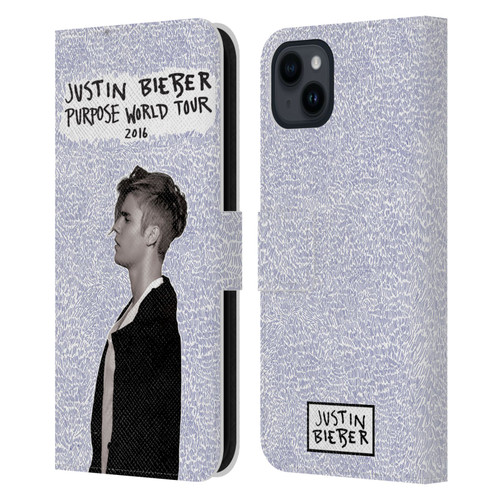 Justin Bieber Purpose World Tour 2016 Leather Book Wallet Case Cover For Apple iPhone 15 Plus