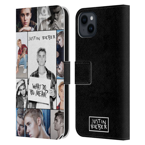 Justin Bieber Purpose Grid Poster Leather Book Wallet Case Cover For Apple iPhone 15 Plus