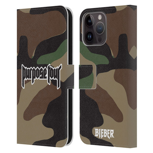 Justin Bieber Tour Merchandise Camouflage Leather Book Wallet Case Cover For Apple iPhone 15 Pro Max