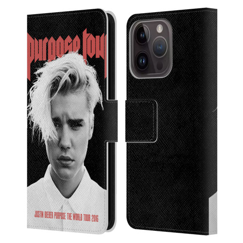 Justin Bieber Tour Merchandise Purpose Poster Leather Book Wallet Case Cover For Apple iPhone 15 Pro