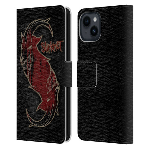 Slipknot Key Art Red Goat Leather Book Wallet Case Cover For Apple iPhone 15