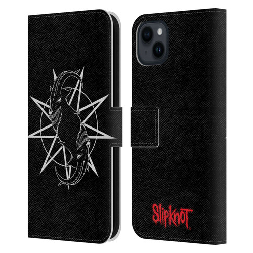 Slipknot Key Art Goat Logo Leather Book Wallet Case Cover For Apple iPhone 15 Plus