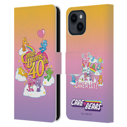 Care Bears 40th Anniversary Celebrate Leather Book Wallet Case Cover For Apple iPhone 15