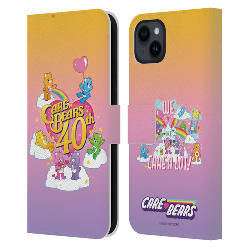 Care Bears 40th Anniversary Celebrate Leather Book Wallet Case Cover For Apple iPhone 15 Plus
