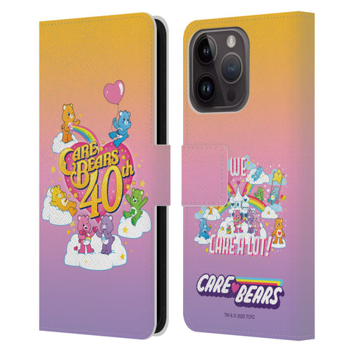 Care Bears 40th Anniversary Celebrate Leather Book Wallet Case Cover For Apple iPhone 15 Pro