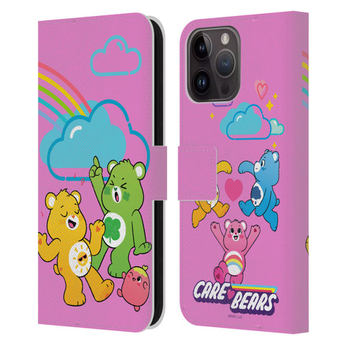 Care Bears Characters Funshine, Cheer And Grumpy Group Leather Book Wallet Case Cover For Apple iPhone 15 Pro Max