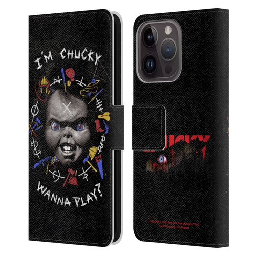 Child's Play Key Art Wanna Play Grunge Leather Book Wallet Case Cover For Apple iPhone 15 Pro