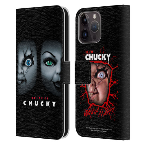 Bride of Chucky Key Art Poster Leather Book Wallet Case Cover For Apple iPhone 15 Pro Max