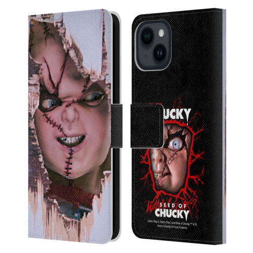 Seed of Chucky Key Art Doll Leather Book Wallet Case Cover For Apple iPhone 15