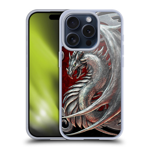 Christos Karapanos Dragons 2 Talisman Silver Soft Gel Case for Apple iPhone 15 Pro