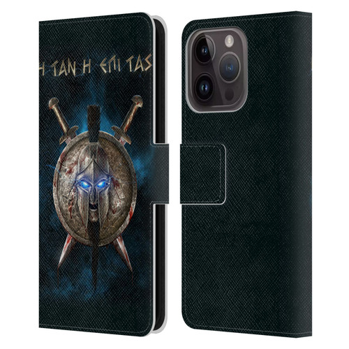 Christos Karapanos Horror 2 Spartan Leather Book Wallet Case Cover For Apple iPhone 15 Pro
