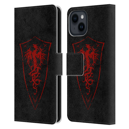 Christos Karapanos Shield Phoenix Leather Book Wallet Case Cover For Apple iPhone 15