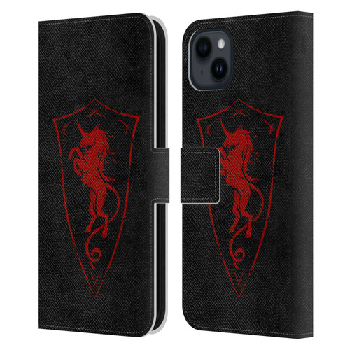 Christos Karapanos Shield Unicorn Leather Book Wallet Case Cover For Apple iPhone 15 Plus