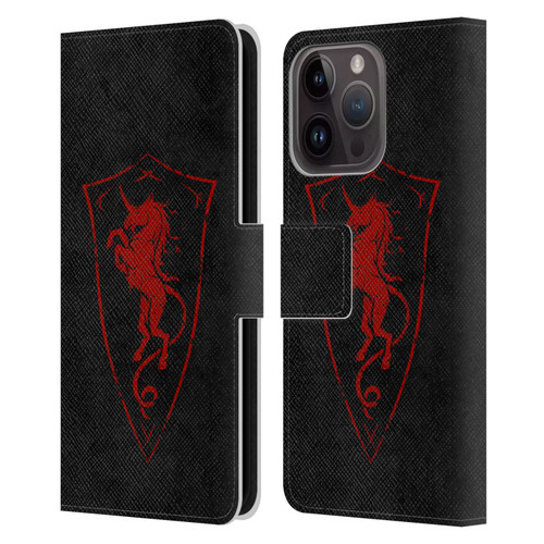 Christos Karapanos Shield Unicorn Leather Book Wallet Case Cover For Apple iPhone 15 Pro