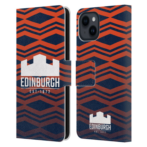 Edinburgh Rugby Graphics Pattern Gradient Leather Book Wallet Case Cover For Apple iPhone 15