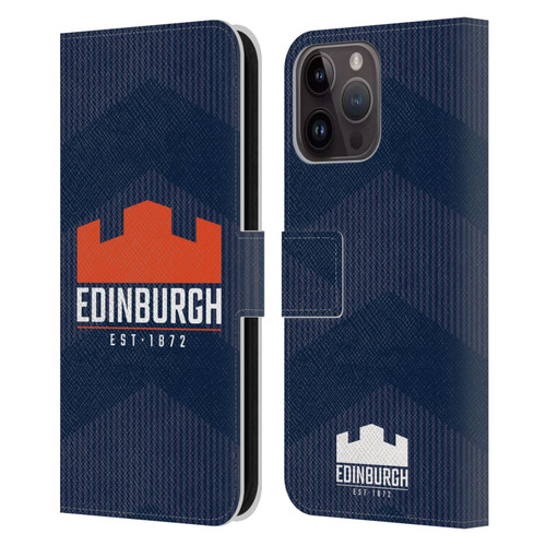 Edinburgh Rugby Graphics Lines Leather Book Wallet Case Cover For Apple iPhone 15 Pro Max