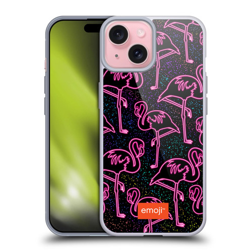 emoji® Neon Flamingo Soft Gel Case for Apple iPhone 15