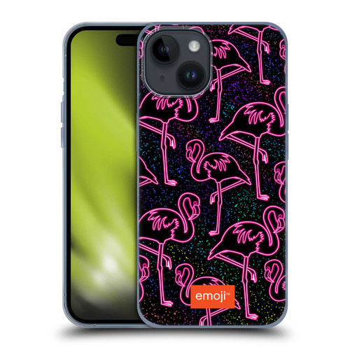 emoji® Neon Flamingo Soft Gel Case for Apple iPhone 15