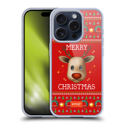 emoji® Ugly Christmas Reindeer Soft Gel Case for Apple iPhone 15 Pro
