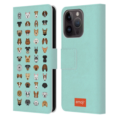 emoji® Dogs Breeds Leather Book Wallet Case Cover For Apple iPhone 15 Pro